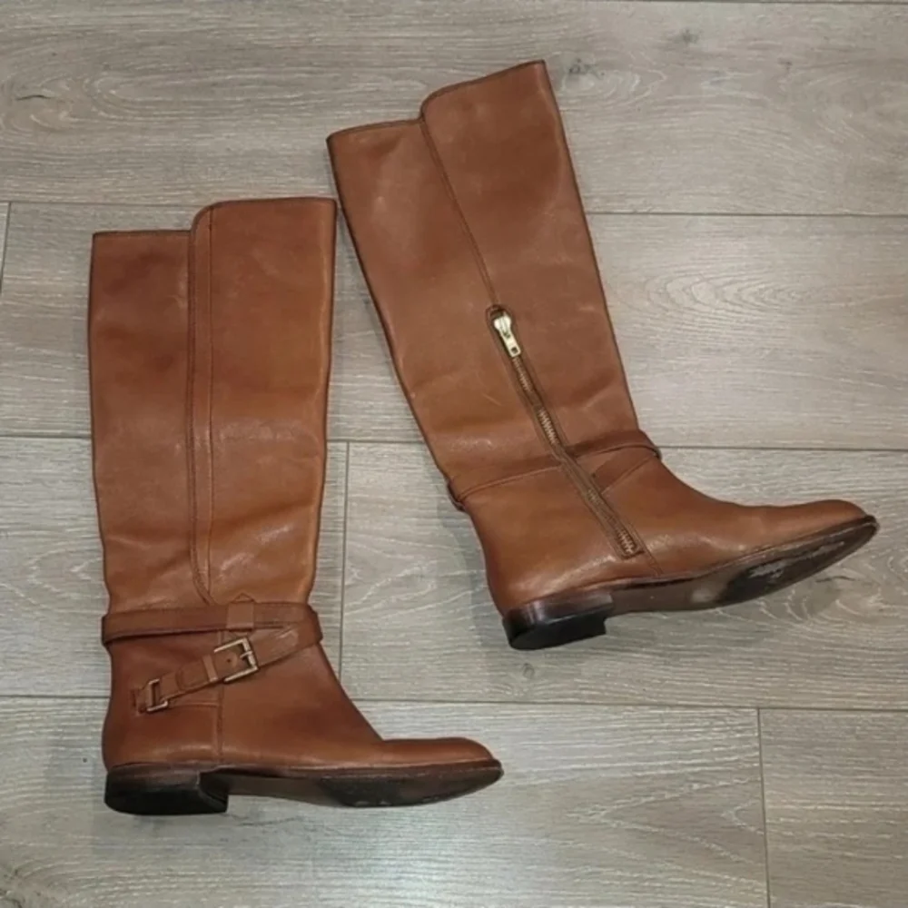 Coach Monique Flat Belted Riding Boots Women’s 7B Brown Cinnamon - Picture 4 of 10